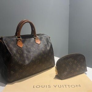 Louis Vuitton Speedy 30 Monogram Bag and Pouch